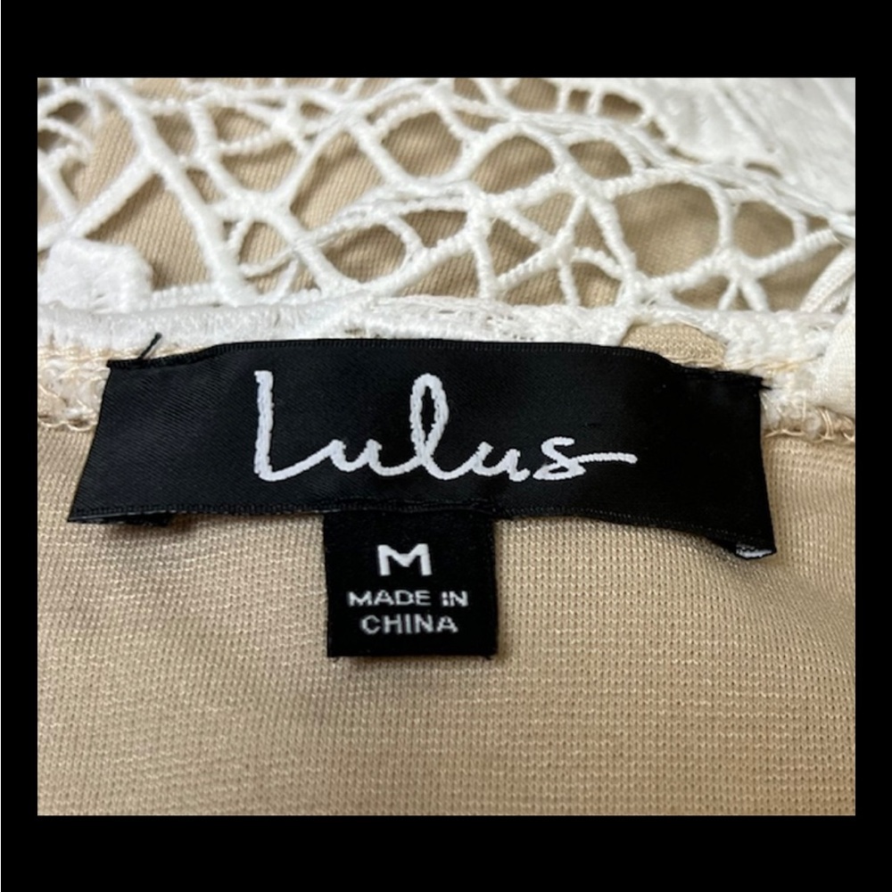 LULUS Dress Sway Away Crochet White Beige Overlay Lace Evening Party Mini - Picture 10 of 12